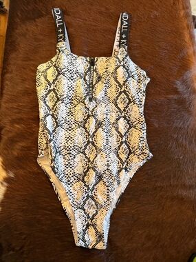 Kendall + Kylie Snake Print One-Piece Swimsuit - Black & White